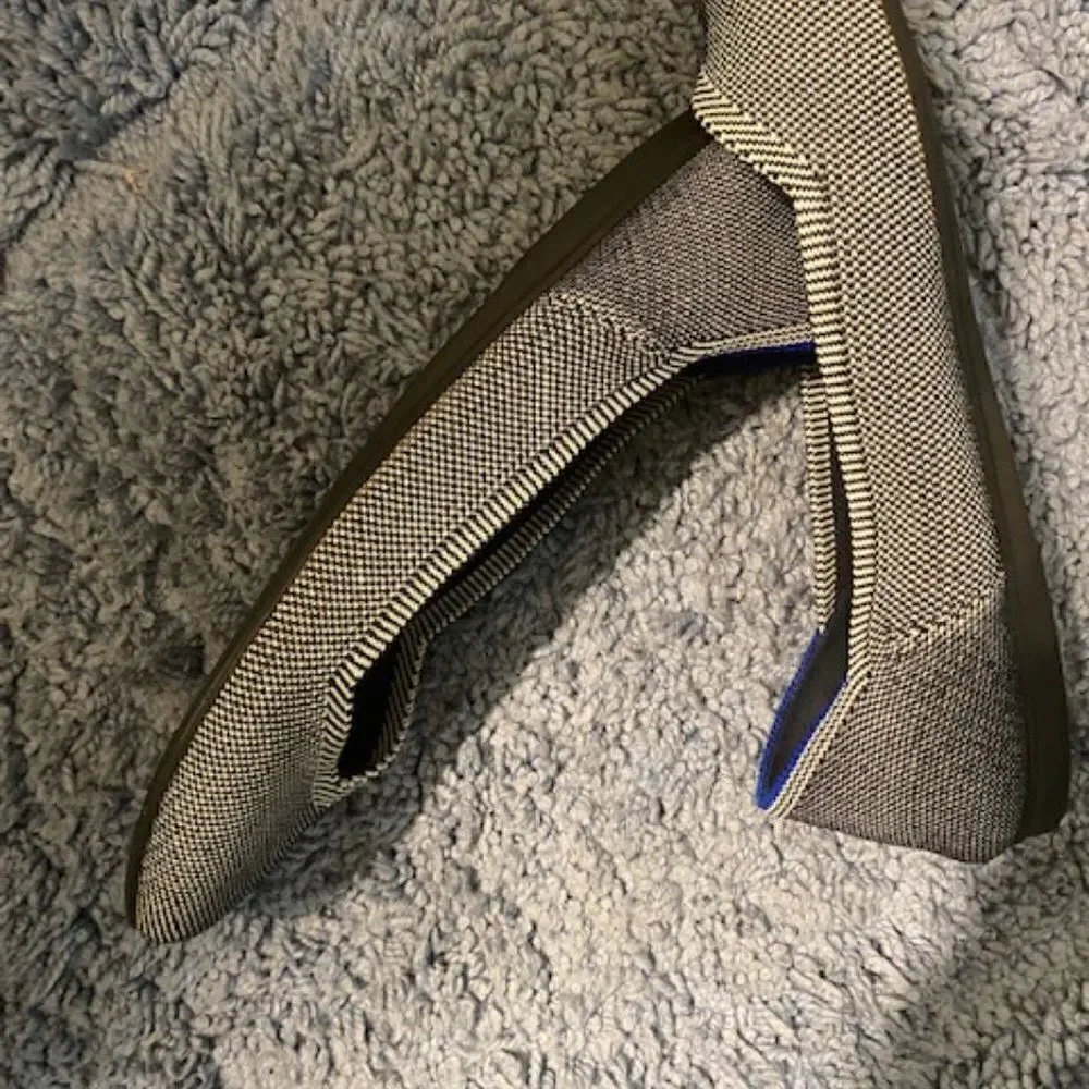 Rothy's Gray/Black Birdseye Round Toe Flats, size 10 1/2